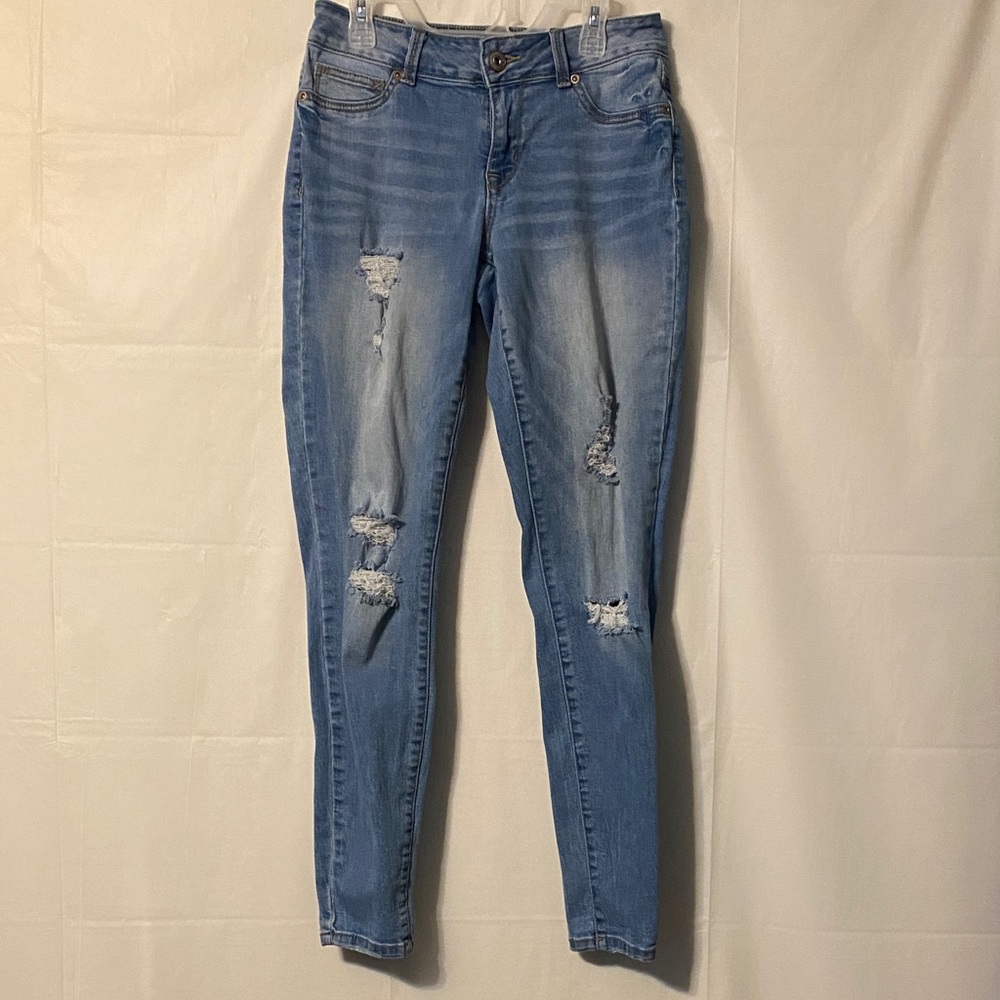 Maurices Light Blue Distressed Skinny Jeans